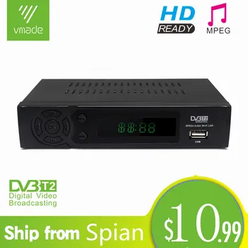 Vmade DVB-T2 Terrestre Digital sintonizador de TV DVB-T2 receptor de TV MPEG-4 HD H. 264 Decodificador de TV Soporte de Youtube Wifi Set Top box