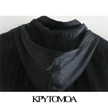 KPYTOMOA Mujeres 2020 de la Moda Cordones Ajustables de Organza Sudaderas Vintage de Manga Larga Bolsillos Laterales de Mujer ropa de Abrigo Chic Tops