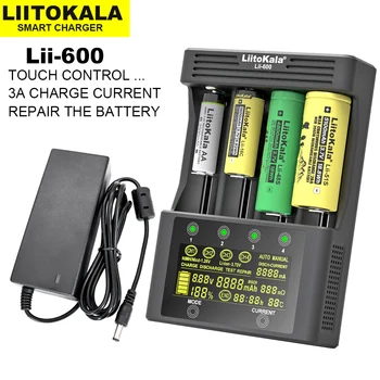 LiitoKala Lii-600 Cargador de Batería De Li-ion de 3.7 V y NiMH 1.2 V batería Adecuada para 18650 batería 26650 21700 26700 AA AAA Y otros