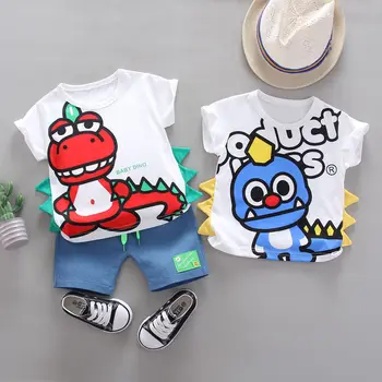 Atuendo de los niños de dibujos animados de patchwork camiseta Cortos 2Pcs/Establece Nuevo de la Moda de Niños del Bebé de Niña de Conjuntos de Ropa de los Niños de Algodón Prendas de conjuntos