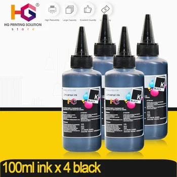 Universal Kit de Recarga de Tinta para Epson Canon HP para la Impresora Brother CISS de Tinta y recargables impresoras de tinta de tinte 100 ml x 4 negro