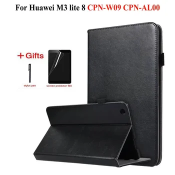 Cuero de la PU de la Mano Titular Flip case Para Huawei Mediapad M3 lite 8 CPN-W09 CPN-AL00 cubierta de la Funda para Huawei m3 lite 8 caso+regalos