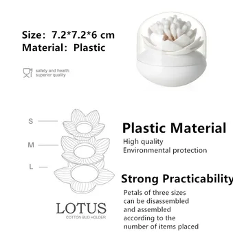En forma de flor organizador de Maquillaje diseño de flor de loto Cosmetic de la Caja de Almacenamiento ABS+PS Baño Hisopo de Algodón Organizador de Maquillaje Palillo de dientes Titular