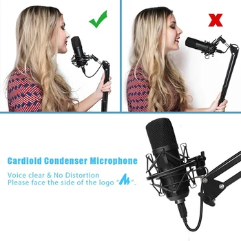 Micrófono Usb Kit de Ordenador Usb Cardioide Micrófono Podcast Micrófono de Condensador Profesional con conjunto de chips de Sonido para Pc Karaoke, Youtub