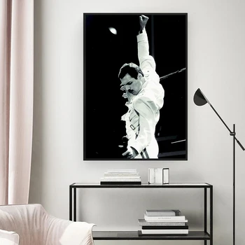 Negro, Blanco, Foto de Freddie Mercury Cartel y las Impresiones de la Música Rock Star Lienzo de Pintura de la Pared de Imágenes prediseñadas Para la Sala de estar Decoración para el Hogar