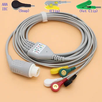 Compatible con 12PIN philips Paciente monitor de ECG de 5 cable y el electrodo conector de Snap/Clip,AHA O IEC