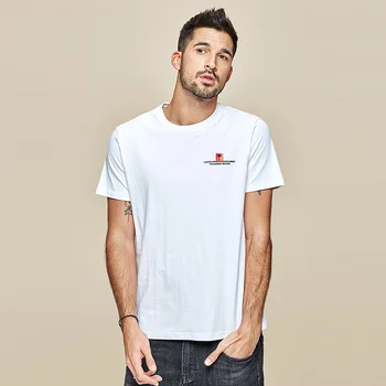 KUEGOU de algodón de los Hombres de manga corta T-shirt de moda de Verano de ocio impreso camiseta de los hombres Tops Blanco más el tamaño de la ZT-3319