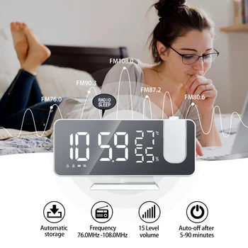 3 Color del LED Digital Reloj de Alarma el Reloj de la Tabla de Electrónica de Escritorio Relojes USB despertador de Radio FM Tiempo Proyector Función de Repetición de alarma
