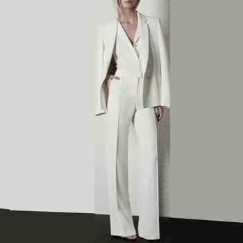 Blanco traje de Novia de pantalones de mujer de Moda de los trajes de las Mujeres de la ropa de trabajo artesanal de las Mujeres de las Señoras de encargo