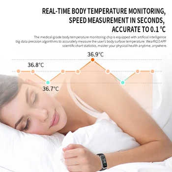Wearpai Reloj Inteligente T6 con la Temperatura del Cuerpo de la Aptitud Reloj Monitor de Ritmo Cardíaco Llamada de Recordatorio Smartwatch Apoyo Dropshipping