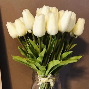 30 piezas Artificiales Flores de los Tulipanes de Prensa Falsos Arreglo de Flores Ramo de la Oficina en Casa la Fiesta de la Boda Decoración