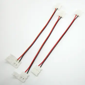 50pcs SMD 5050 LED tira de un solo color LED conector de pcb, 10mm 2 Pin 2 Extremos de la tira del LED conector, gastos de envío gratis