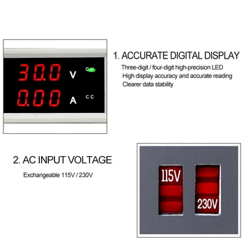 Ajustable fuente de alimentación de cc KPS1203D 1202D 1201D doble display digital laboratorio de la fuente de alimentación del regulador de 120V 3A 2A 1A 0.01 a 0.1 V
