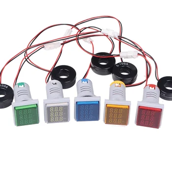 LED Digital de Voltios Amperios HZ AC Amperímetro Voltímetro de Corriente de Frecuencia Indicador de Voltaje Medidor Probador de las Luces de la Señal de 60-500V 100 20-75Hz