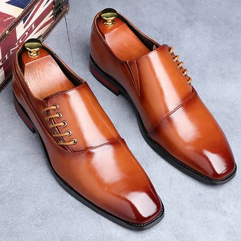 De lujo de los hombres zapatos de Cuero de zapatos de vestido Formal Con el talón suela Resistente de la Marca Social de los zapatos de Gran tamaño 45-48