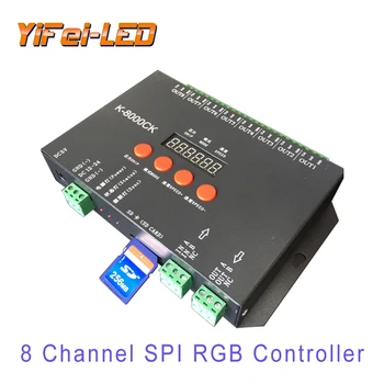 K-8000 pixel del LED de la tarjeta SD controlador;off-line;8192 píxeles controlada;SPI de la señal de salida;salida de señal DMX