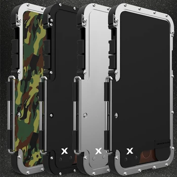 360 la Plena Protección de servicio Pesado Metal de la Armadura de la caja del Teléfono Para el iPhone Xs Max 6 6s 7 8 Plus X Xs Xr Caso de Acero Inoxidable Cubierta de la Funda