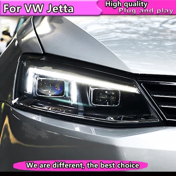 Coche de Estilo Para los nuevos VW Jetta 2011-2017 LED A8 diseño de luz de cabeza LED DRL Faros Lente de Doble Viga H7 de Xenón HID bi xenon lente