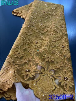 Tul neto de la tela de encaje 2020 africano francés de la boda de la tela de encaje de alta calidad en color naranja quemado africana de la tela de encaje para 5yards 3250b