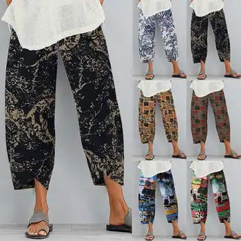 Kaftan Impreso Harén Pantalones de las Mujeres del Verano Impreso Pantalones ZANZEA 2021 Casual Elástico de la Cintura del Pantalon Largo, Más el Tamaño de Nabo 5XL