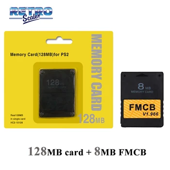 RetroScaler 128 mb de Guardar una Partida en Función de Memoria de la Tarjeta para TODOS los de PS2 +V1.966 FMCB Free McBoot Tarjeta de 8MB/16MB/32MB/64MB para la Consola PS2