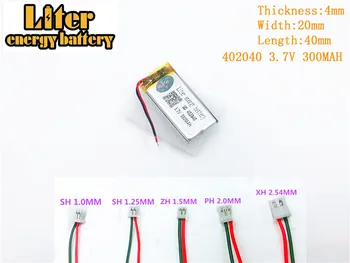 402040 3.7 V 300mah de polímero de Litio de las baterías DE 3.7 V 300MAH 402040 PLUG GPS, MP3, MP4 y MP5 recargable de polímero de la batería