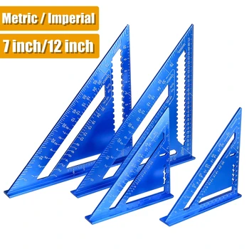 Ángulo Regla 7/12 pulgada Métrica de la Aleación de Aluminio Triangular Regla de Medición la Carpintería de la Velocidad de la Plaza del Triángulo de Ángulo Transportador