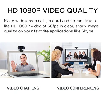PAPALOOK AF925 1080P Webcam Full HD CMOS de enfoque automático Con Micrófono USB de la Cámara Web de Video Conferencia Mini Webcam Para Ordenador PC Portátil