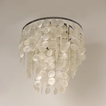 Moderno BRICOLAJE chrome círculo E27*3 bombillas de luz de lámpara de techo blanco natural de color de la concha de la luz de la cocina sala de estar dormitorio
