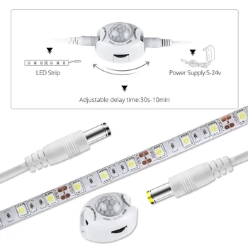 Gabinete del LED Luz de la Noche PIR Sensor de Movimiento de la Luz de Tira de LED 5050 Armario Armario de la Cocina de la Cama Inteligente de la Lámpara de la Cinta de la Cinta Impermeable