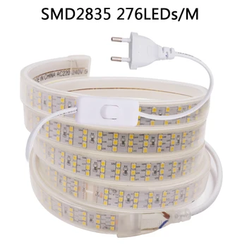 220V LED Tira de Luz con Interruptor de SMD 5730 2835 5050 Led Flexible de la Cinta 180/240Leds/m al aire libre de la prenda Impermeable LED de aligeramiento de Enchufe de la UE