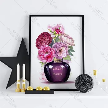 Perfume de flores de Moda Cartel de la Cita Lienzo de Pintura de París de la Pared de Impresión de Arte Moderno de Imagen para la Sala de estar En La Pared de la Decoración del Hogar