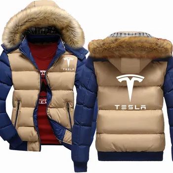 Nuevas Sudaderas para Hombre Tesla coche de la impresión del logotipo polar de Invierno Espesar Cálidos abrigos de algodón de alta calidad Casual para Hombre Sudaderas con capucha de la Cremallera de la Chaqueta