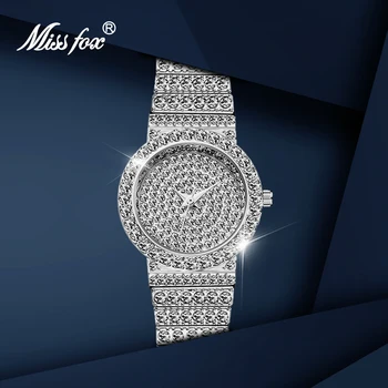 MISSFOX Relojes Mujer 2020 de la Moda de la Marca de Lujo de las Señoras Reloj de Plata de Diamante Impermeable reloj de Pulsera de Acero Inoxidable Reloj de Regalo