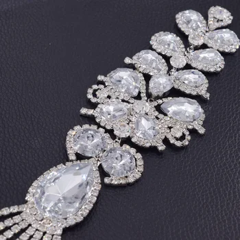 De lujo de cristal de strass diamantes de imitación de la ropa con apliques de novia vestido de las mujeres DIY vestido de Costura, artesanía de cristal borla adornos SM85