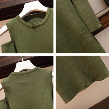 Trytree 2020 Verano dos Casual Verde Sólido O-cuello del vestido de Top + Falda de Moda Mini Split dobladillo Enviar Cinturón de Conjunto de 2 piezas