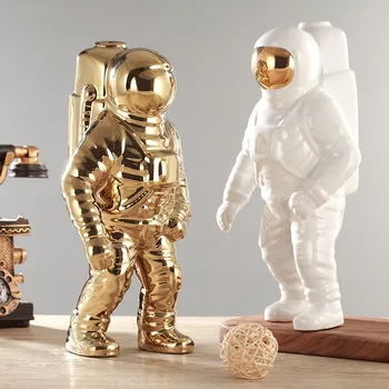 El Astronauta Espacio Escultórico Hombre Florero Cohete Material Cerámico Cosmonauta De La Estatua De La Moda De Muebles Para El Hogar Artículos L3245