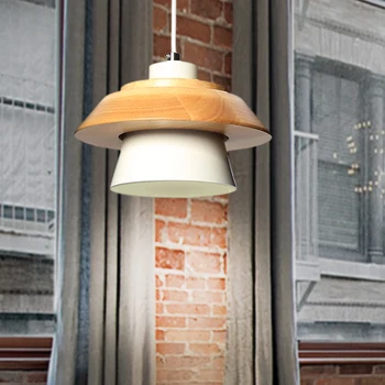 La Nórdica de estilo moderno minimalista dormitorio pequeño candelabro de hierro tazón de madera sala de personalidad creativa Macarons restaurante de la lámpara del LED