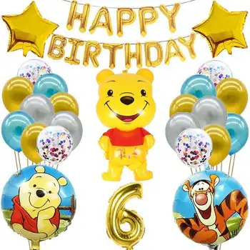 Disney Número Globo 1er Tema de la Fiesta de Cumpleaños Decoración de Winnie The Pooh Palo de Globos de Látex, Juguetes de la Ducha del Bebé Suministros de Nuevo