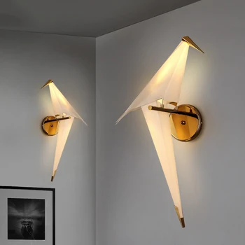 Nórdicos Percha de Pared lámparas de Posmoderna, la Personalidad Creativa de Aves Dormitorio de Cabecera Restaurante Balcón Simple Grúa LED de pared de Luz