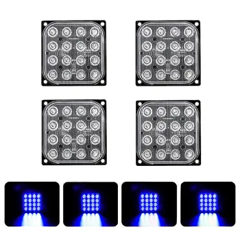 4PCS Azul Fso Flash de Luces de Emergencia Luces Estroboscópicas para Camiones 16LED 4x4 Plaza de Parpadear las Luces de Emergencia 12/24V