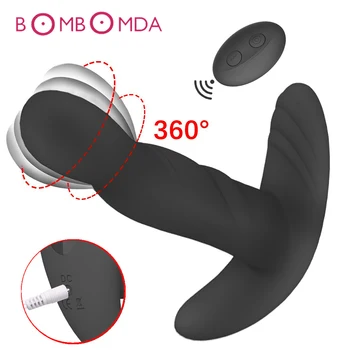360 Grados De Rotación Consolador Vibrador Para Hombres Masajes De Próstata Plug Anal Vibrador Control Remoto Butt Plugs Adulto Juguete Del Sexo Para Las Mujeres