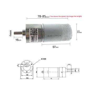 Bringsmart 37GB555 DC Motorreductor/ 12V 24V micro motor de engranaje lento cepillo positivos y negativos de la velocidad del motor motor de gran par