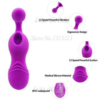 12 la Velocidad de la Respiración Estimulante Masajeador USB de Carga Chupar Vibrador Pezón & Clítoris Chupando Estimulador del Orgasmo de la Mujer de Juguetes Sexuales