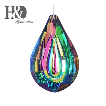 H&D 76mm de colores de Cristal Níspero Araña Lámpara Colgante Adorno Partes,BRICOLAJE Suncatcher del arco iris Fabricante de Prismas de Cristal Colgante