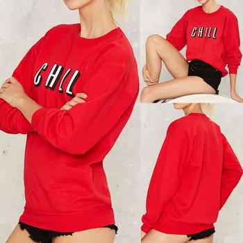 Chili rojo 2020 las mujeres Letra Impresa sudaderas, jerséis de primavera, de otoño de la ropa femenina sweatershirt outwear tops de la Venta Caliente#40