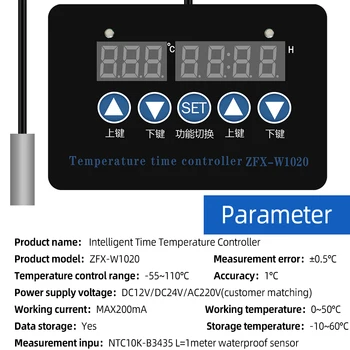 ZFX-W1020 Microordenador Controlador de Temperatura Termostato Inteligente de Tiempo del Controlador de Termostato Ajustable Termorregulador