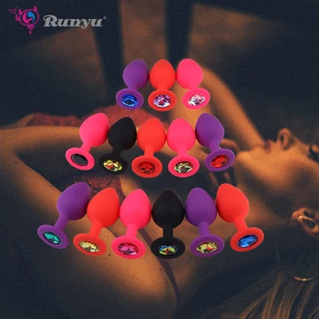 Runyu Plug Anal de Silicona de la Joyería Consolador Vibrador Juguetes Sexuales para la Mujer Masajeador de Próstata Bala Vibrador Butt Plug Para los Hombres Gay