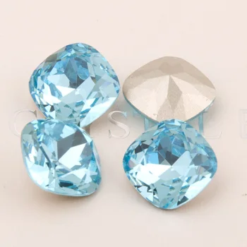Cojín de Corte 4470 de Lujo diamantes de Imitación de color Aguamarina Cristal de diamante de imitación Plaza Apuntó Classcial para el Vestido de ropa