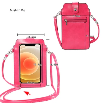 Caso de Cuero de la moda de la Pantalla Táctil Pequeña Hombro Crossbody Bolsa Monedero Bolsa Para Samsung/iPhone/Huawei/Xiaomi/LG Teléfonos Celulares Bolsa